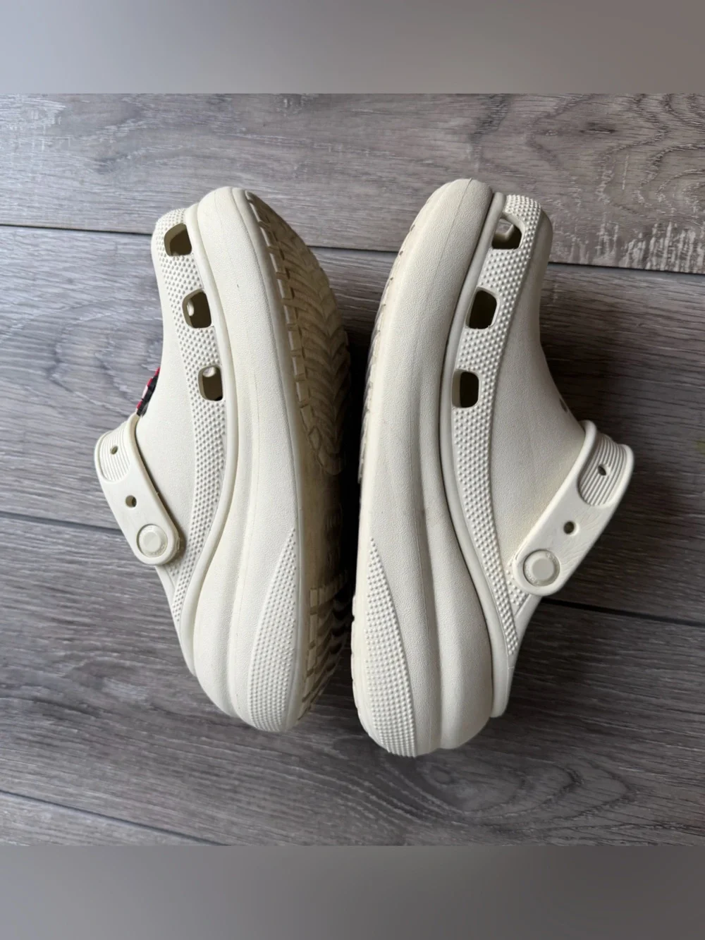 CROCS Platform Clogs in Cream with Decorative Charms
